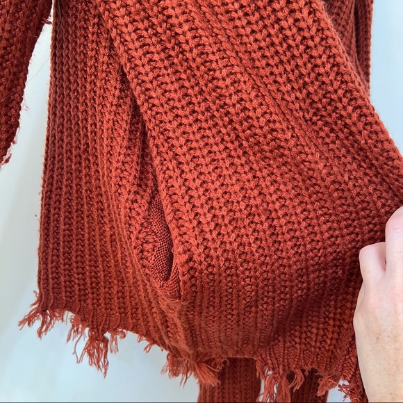 VICI Rust Distressed Zip Up Knit Hoodie - Picture 6 of 11